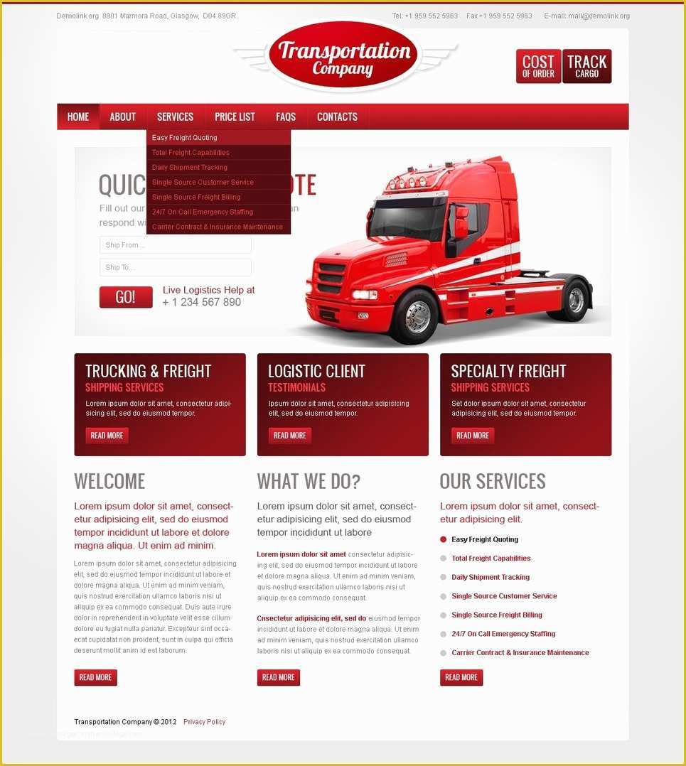  Trucking Transportation Logistics HTML Template Free Download Of 