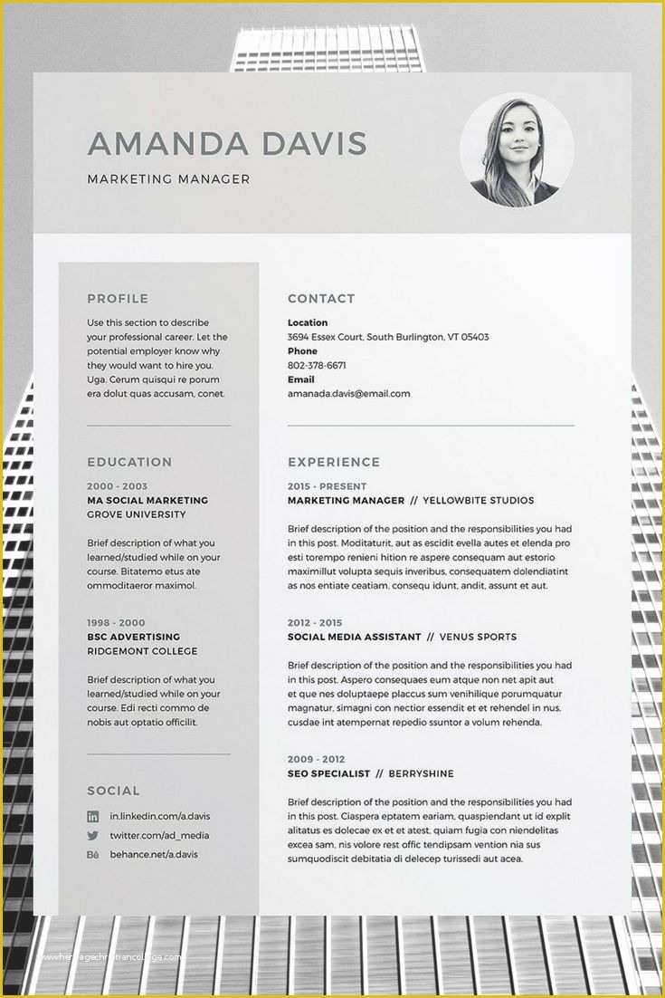 Two Column Resume Template Word Free Of Best 25 Free Cv Template Ideas 