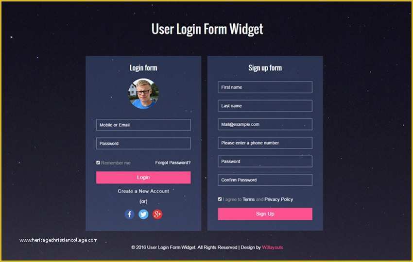 User Profile Website Template Free Of Login Layout Template Templates Data