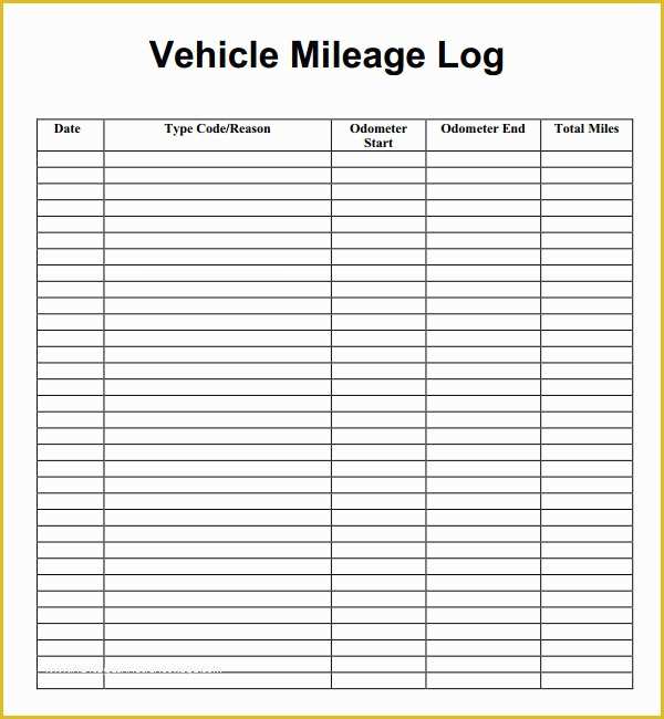 Vehicle Mileage Log Template Free Of 13 Sample Mileage Log Templates To 