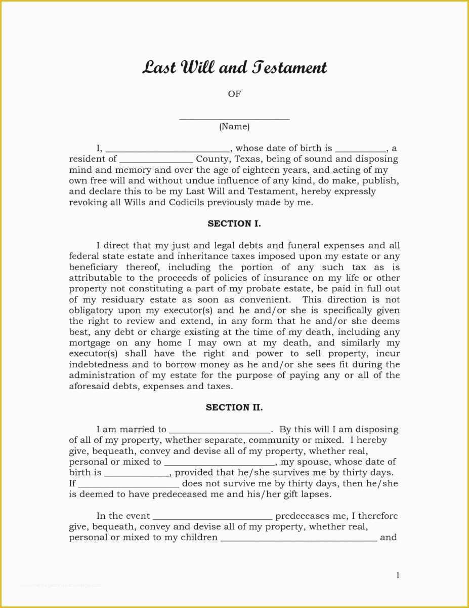 Virginia Last Will And Testament Free Template Of A Last Will And 