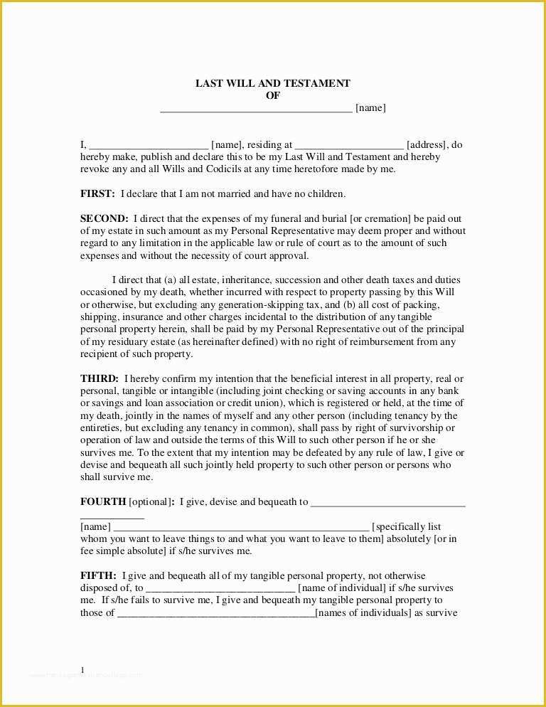 Virginia Last Will and Testament Free Template Of Last Will and ...