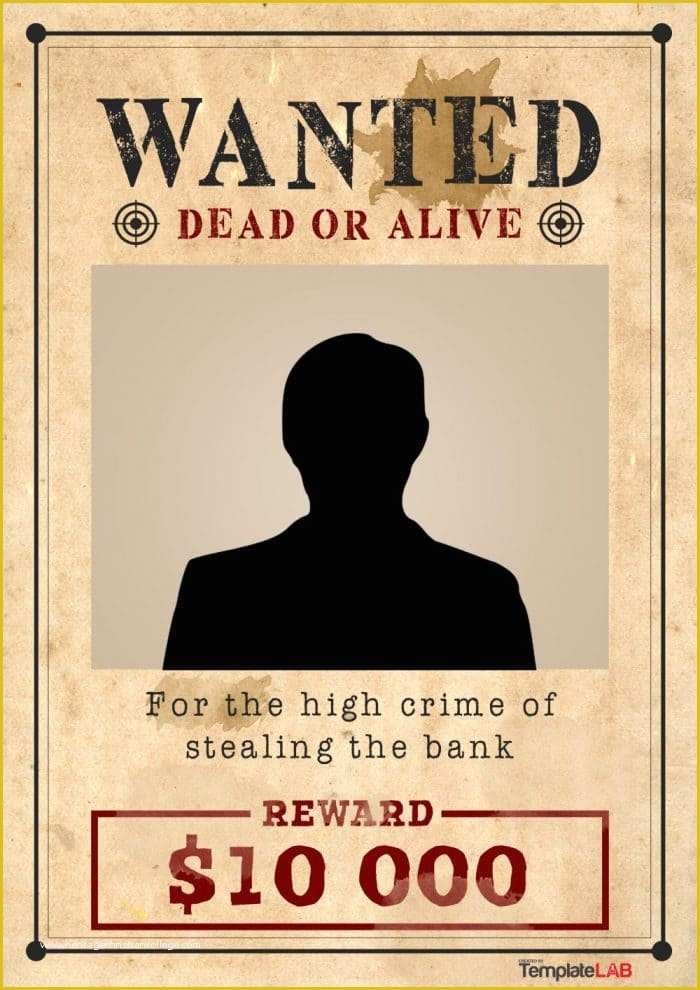  Wild West Wanted Poster Template Free Of 29 Free Wanted Poster 