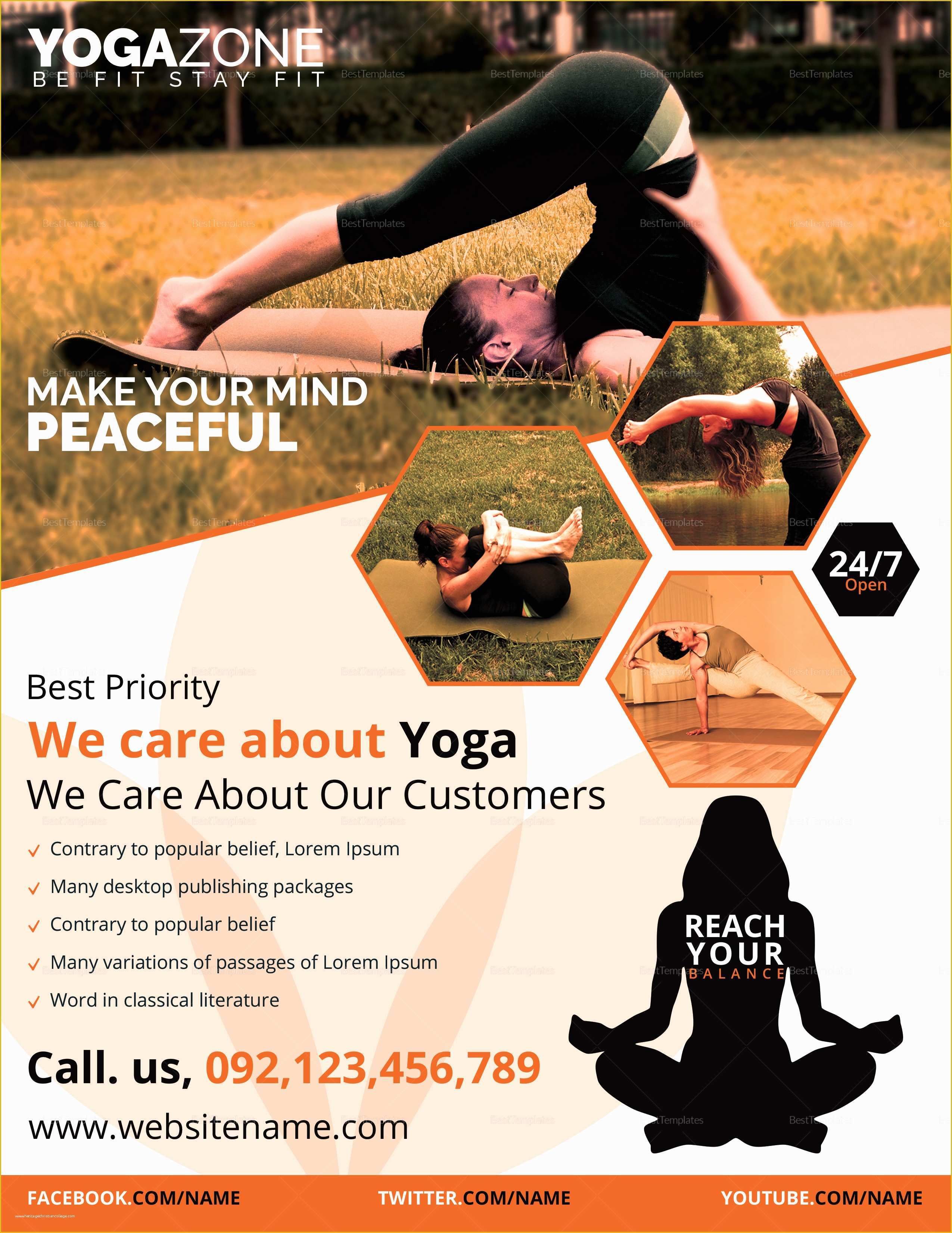 Yoga Flyer Template Word Free Of Yoga Fitness Flyer Design Template In 